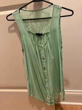mine Light Mint Lace-Back Button-Front Camisole Top